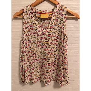Maeve by Anthropologie Enna Tank Pink Vespa Scooter Print Size 0